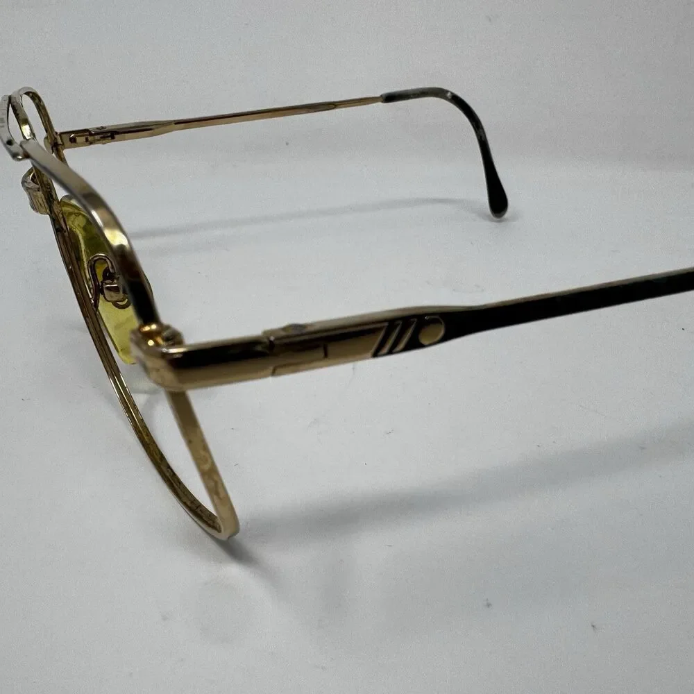 Vintage Made In Italy Gold Metal Aviator Eyeglass Frames 56-16-140